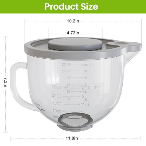 Tazón de vidrio para mezclar 5QT compatible con KitchenAid miniatura 2