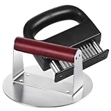 Zourglow Smash Burger de Acero Inoxidable + Ablandador de Carn, Aplasta Hamburguesas de 6 Pulgadas con Mango de Madera, Ablandador de Bistec Afilado de 48 Puntas, para Barbacoa, Parrilla, bis