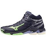 mizuno tensione d'onda metà, pallavolo unisex-adulto, eveblue techgreen iolite, 44 eu