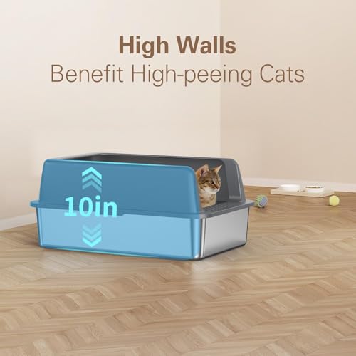 Arenero metálico extra grande para gatos con tapa y pala miniatura 3