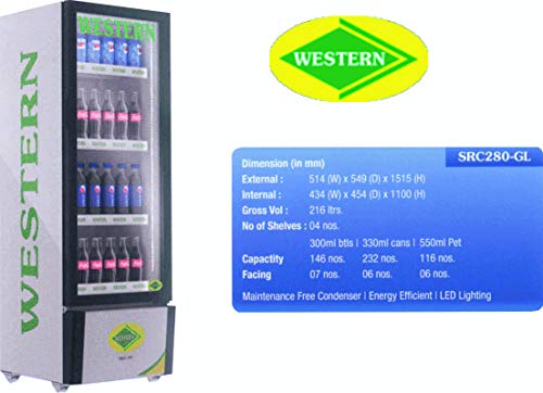 Western Src 280-Gl Automatic Visi Cooler Single Door And Glass Door Commercial 5 Star (280 L, Black)