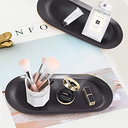 Black Oval Decorativetrays, Premium Metal Storage Trays For Fruits, Jewelry, Cosmetics, Dressing Tables, Bathrooms And Closets, 9Inch #TOP3