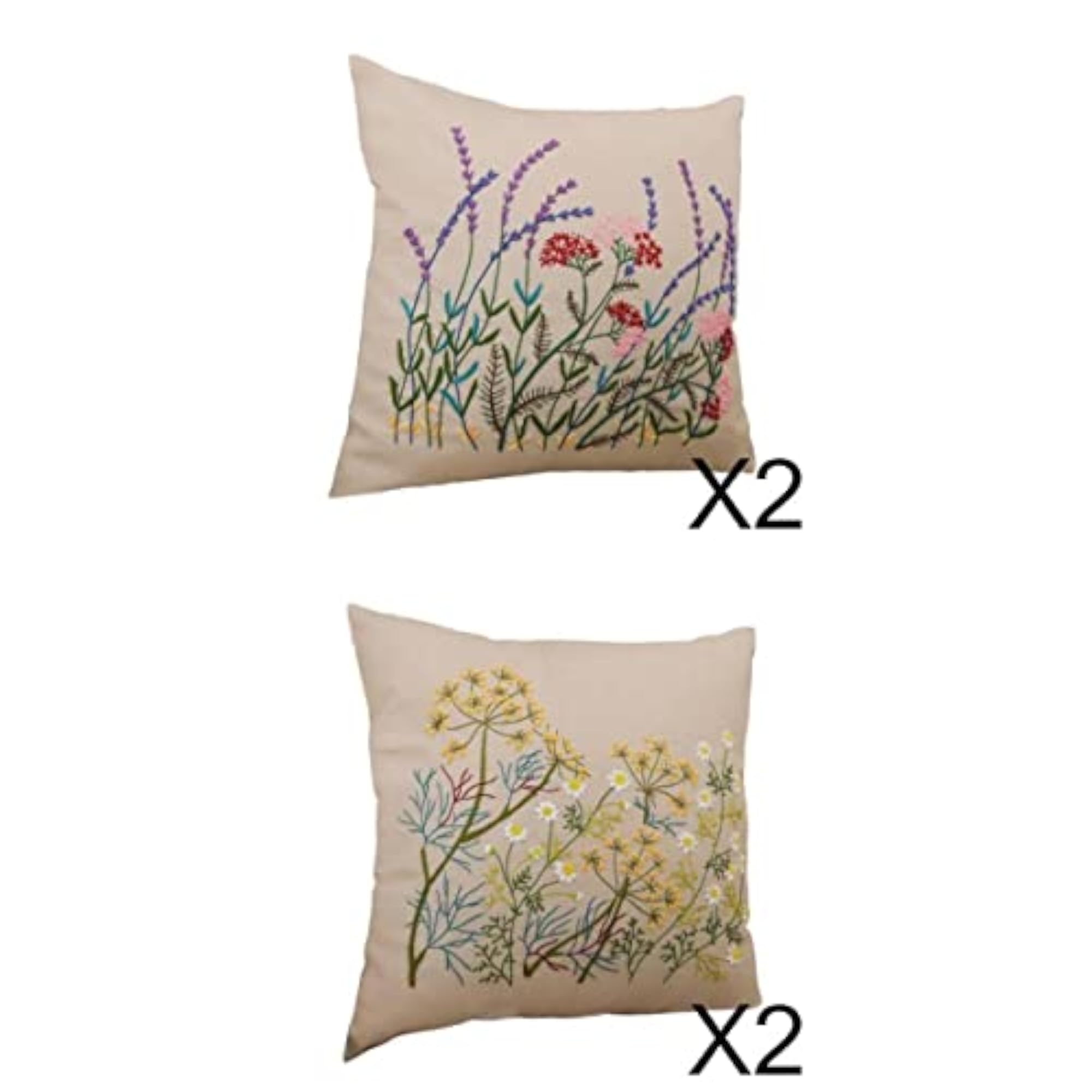 4 Pieces DIY Embroidery Kit for Pillow Case Making