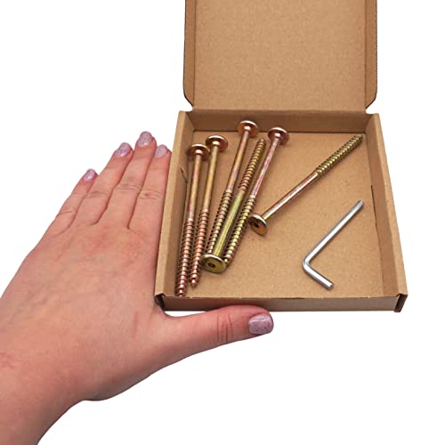 SKIR'CO (6 pcs) Yellow Zinc Plated Wood Connector Screws 6.5 x 100 mm, Furniture Connector Screws, Flat Head - Image 4