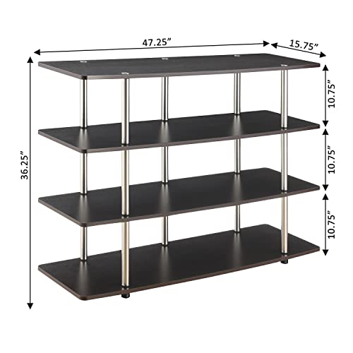 Convenience Concepts Designs2Go No Tools XL Highboy 4-Tier TV Stand 47.25" - Entertainment Center for TVs up to 55 Inches, Modern TV Console with Shelves for Living Room, Family Room, Espresso