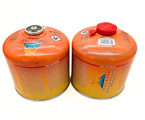 SMH LINE® 2x 500g Schraubkartusche Butan Propan Gas Schraubventil Universalgewinde 7/16 Gaskartuschâ€¦ – Miniatur