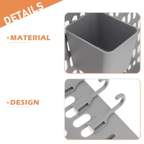 Estante de almacenamiento de ps sin perforaciones organizador de pared rectangular para baño 4