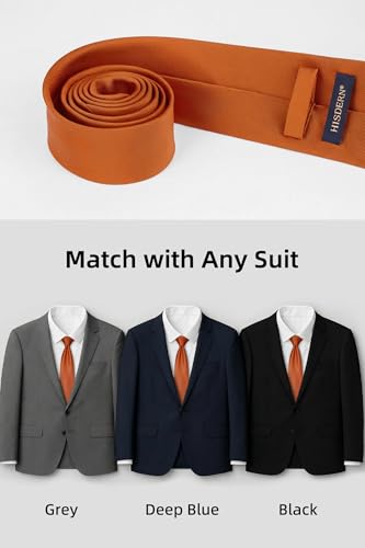 Image of HISDERN Mens Ties Solid Color Ties for Men Formal Necktie with Pocket Square Set Satin Silk Neck Tie Handkerchiefs Set
