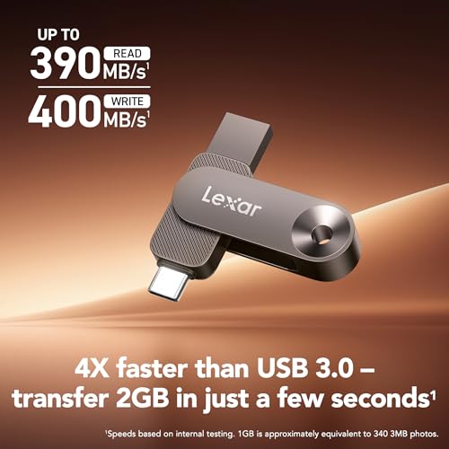Image of Lexar 1TB Solid State Dual Drive D500 USB 3.2 Gen 1, for USB Type-C /USB Type-A Devices, Up to 390MB /s Read, Compatible with iPhone 15 /16 /17 Series, Android, Tablet, PC and Mac (LJDD500001T-BNQNU)