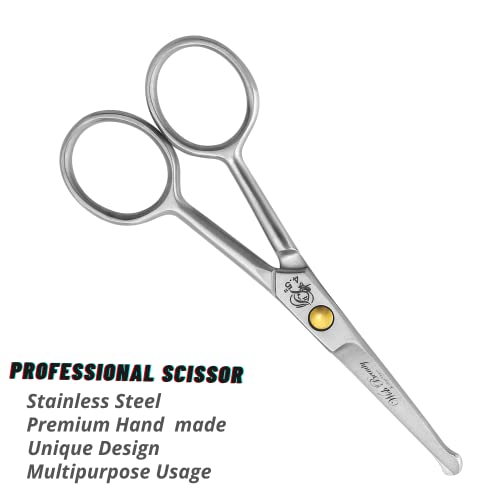 wishbeauty Kids Safety Round Tip & Curved Hair Scissors - Professional Salon & Barber Scissors for Baby (Silver, 4.5") - Image 3