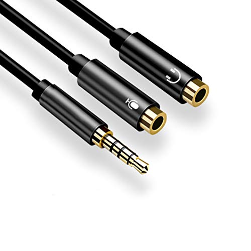 JIURUN Headphone Splitter Black 3.5mm Extension Cable Aluminium Shell 3.5mm Male to 2 Ports 3.5mm Female Headset Splitter Audio Jack Adapter for Phone PS4 Tablets Laptop