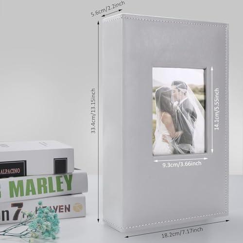 Fotoalbum 10x15 Einsteckalbum 300 Fotos Groß Kapazität Fotoalben Klein Mini Leder Album Fotobücher für Hochzeit Urlaub Jubiläum Weihnachten Geburtstag Grau