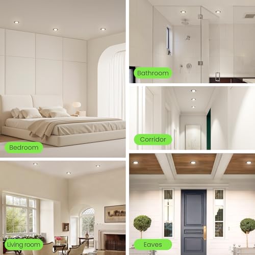 ALUSSO LED Einbaustrahler 230V Schwarz Dimmbar, 4W/6W/8W Verstellbar LED Spots, 3CCT 3000K/ 4000K/6500K Deckenspots, Ultra Flach 68mm Deckenleuchte, IP44 für Badezimmer Küche, 10er Set