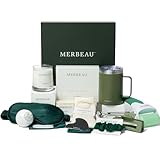 Merbeau Luxury Self Care 13 Piece Gift Set – Non-Toxic, Clean Ingredients, Naturally-Scented Essential Oils, Candle, Socks, Bar Soap, Bath Bomb, Clean Towels, Hair Clip, Tumbler & More – Spa Kit, NEW