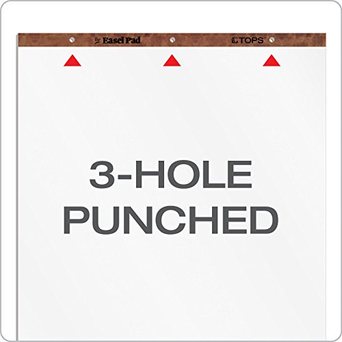 TOPS Easel Pad, 3-hole punched, white, 15 lb, plain white, 50 SH/PD, 2 per Carton (7903)