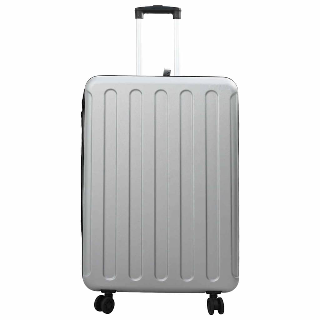 Maleta de viaje plateada con cerradura, plástico ABS, 50 x 30 x 76 cm, 4,65 kg, carro con asa y ruedas para vacaciones, tren, fin de semana y transporte ordenado