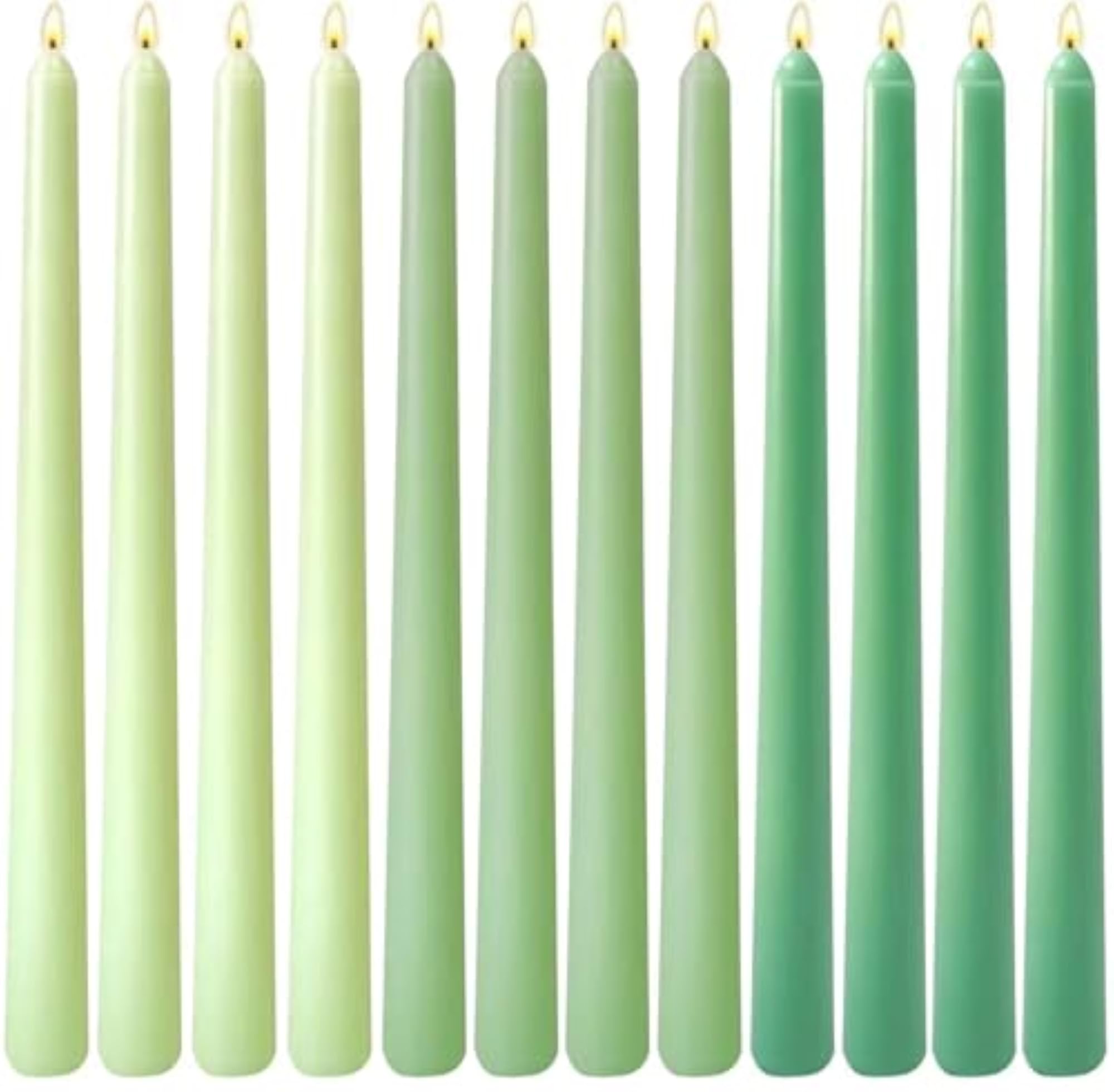 12-Pack Gradient Green Taper Candles, 10 Inch
