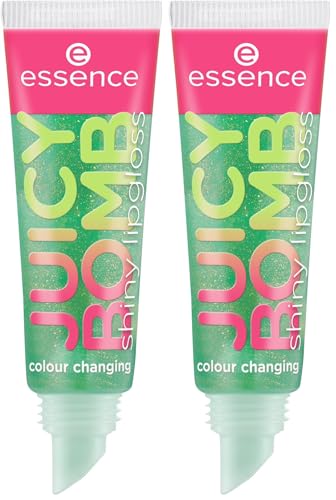 essence JUICY BOMB shiny lipgloss, Nr. 107, Grün, glänzend, strahlend frisch, schimmernd, vegan, ohne Konservierungsstoffe, ohne Parabene, ohne Mikroplastikpartikel, 2er Pack (10ml)