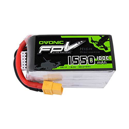 Ovonic 1550mAh 18.5V 5S 100C Lipo Battery for FPV Racing RC Quadcopter Helicopter