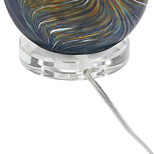 360 Lighting Carmen Modern Accent Table Lamps 12 1/2" High Green Clear Crystal Swirl Art Glass Shade For Bedroom Living Room Nightstand Bedside Night Stand Office Kids Room #TOP4