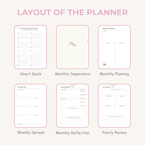 Image of Flora Edition Planner with Bookmark | Planner Set Includes A5 Journal (22x17 cm) 228 Pages | 120 GSM | 250+ Stickers | Bookmark with Cover Box (The Flora Edition, Aesthetic Series)