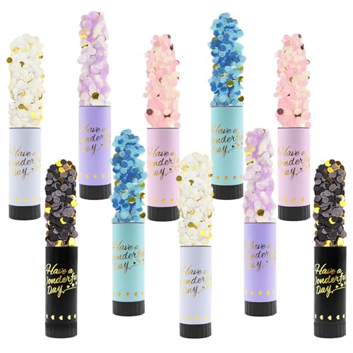 10pcs Cannone Coriandoli Party Popper Multicolor con Coriandoli di Carta per Feste, Matrimoni, Compleanni, Laurea, Baby Shower, Natale e San Valentino
