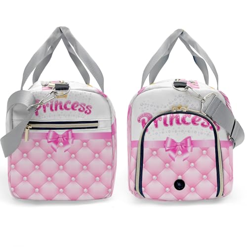 Personalized Diamond Princess Crown Pink Customized Multi-functional Handbag Travel Bag,Unisex Short Trip Portable Duffel Bag3