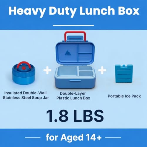 Image of Bento Lunch Box 1283ML / 43 oz with 391 ML / 13 oz Food Jar, Ice Pack