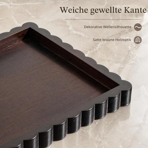 Hanobe Deko Tablett Massivholz: 35x25 cm Modern Serviertablett Rechteckig – Bild 4