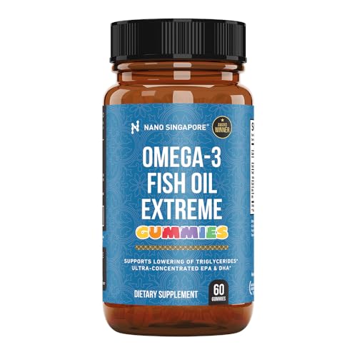Omega 3 Fish Oil Gummies with Ultra Concentrated EPA + DHA | Heart Brain & Vision Support Fitness Supplement Edible Healthcare | 60 CT