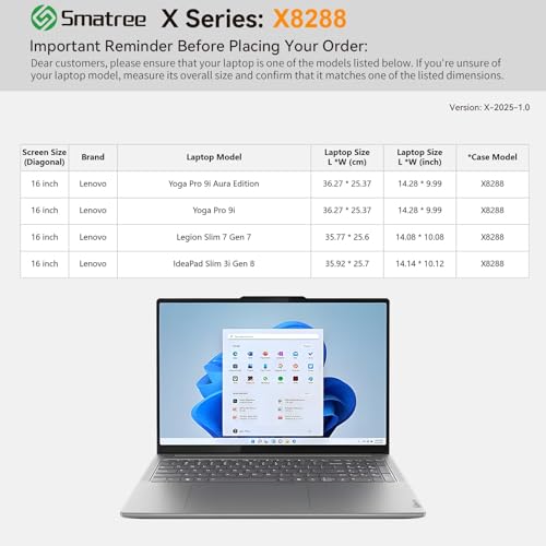 Image of Smatree Hard EVA Protective Sleeve Case Compatible for 16 inch Lenovo IdeaPad Slim 3i Gen 8, ThinkPad P16 Gen 3, ThinkPad T16g Gen 3, Legion Slim 7 Gen 7, Yoga Pro 9i, White (X8288W)