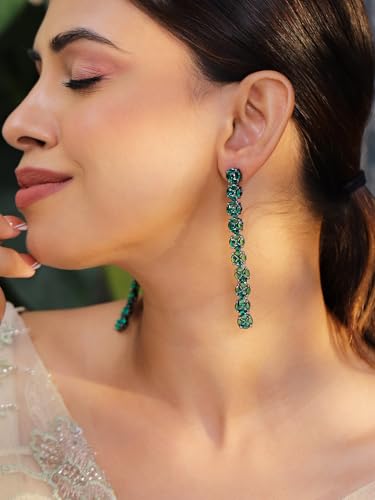 Image of Rubans Demi Fine Stainless Steel Emerald Hoop Jewels Gift for Women & Girls