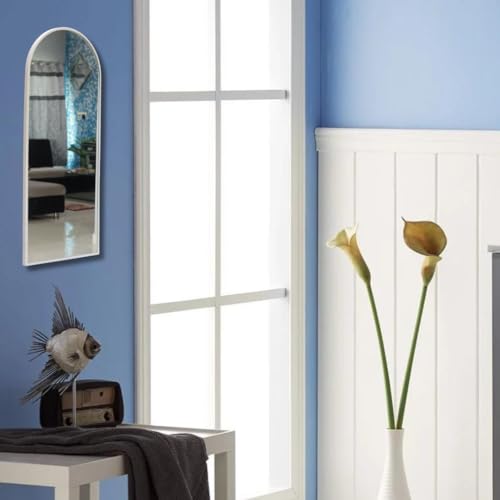 Image of Quality Glass Modern Elegance Semi Circle Wall-Mounted Mirror Metal Framed Wall Mirror Bathroom Mirror Living Room Mirror Home Decor Mirror 24 x 60 Inches White MF 90