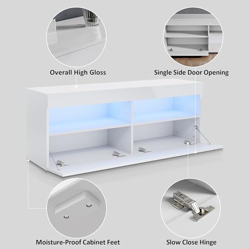 ELEGANT Modern High gloss Long TV Stand Cabinet Television TV Unit with LED Light, 11/12/16/17/18 - Image 5