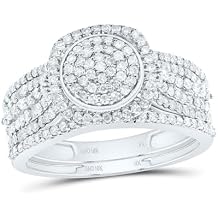 Jewels By Lux 10Kt Yellow or White Gold 3/4 Ctw Natural Diamond Cushion Single Halo Bridal Set, Womens Size 5-9