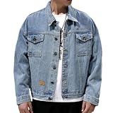 NITRY Men Jacket Men Light Comfortable Transition Jacket Men Long Sleeve Jacket Men Youth Vintage Trend Outdoor Jacket Men Casual Fashion All-Match Jeans Jacket D-Blue 4XL
