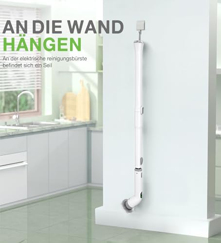 Elektrische Reinigungsbürste mit 4 Aufsätzen, 400 U/min Turbo, Teleskopgriff & 2500mAh Akku – Bad, Küche, Fliesen, Auto, Fugen – Kabellos & wasserdicht