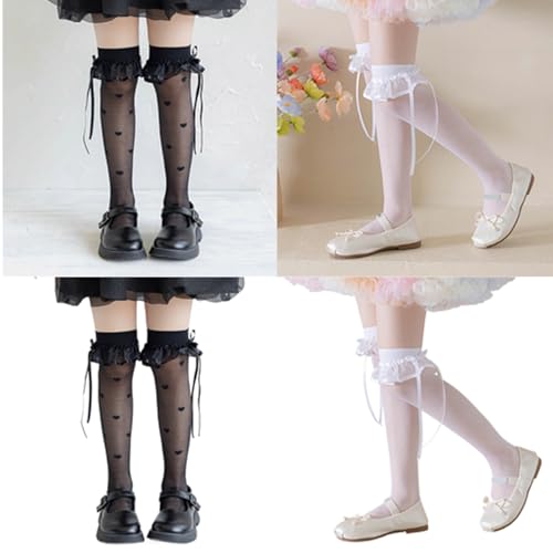 Mesh Socks Seethrough Thin Socks Nonslip Stretchy Lace Knee High Socks Kids Dancing Dress Socks2