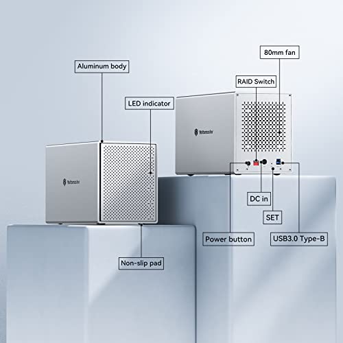 Yottamaster 5 Bay Raid External Hard Drive Enclosure, Aluminum Usb Raid Enclosure For 2.5/3.5 Inch Sata Hdd Ssd Support 5 X 16Tb, Mac Style Direct Attached Storage (Das) - [Ps500Ru3] #TOP7