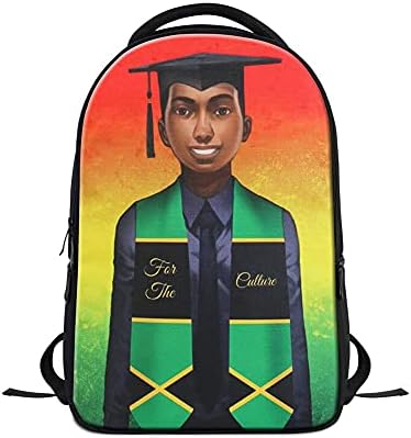 Melanated Mindz Educated Jamaican Male Backpack, Green, Medium