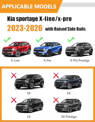 Image of KINGGERI 300lbs Roof Rack Cross Bars Compatible with 2023-2026 Kia Sportage X-line AWD /X-Pro /X-Pro Prestige Trims with Raised Side Rail, Lockable Heavy Duty Aluminum Roof (Not for Panoramic sunroof)
