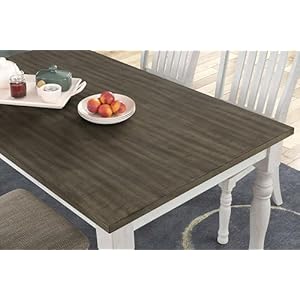 Roundhill Furniture Ebret Farmhouse Two-tone Distressed Wood Dining Table, Seat up to six, Brown and White Roundhill Furniture Ebret Farmhouse Two tone Distressed Wood Dining Table Seat up to six Brown and White