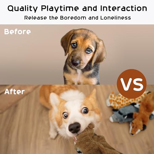 Nocciola Dog Squeaky Toys, 5 PCS Crinkle Plush Dog Toys, No Stuffing Dog Toys for Small Medium Large Dogs, Stuffless Puppy Toys for Boredom by Nocciola - Image 3