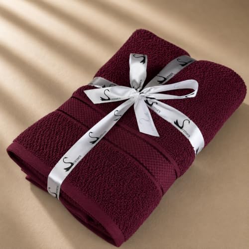 Image of SENSES By Riba Cotton Towels for Bath 550 GSM - Burgundy, 1 Pc | Super Soft, Large Size, Absorbent, Lightweight, Antimicrobial, Low Linting