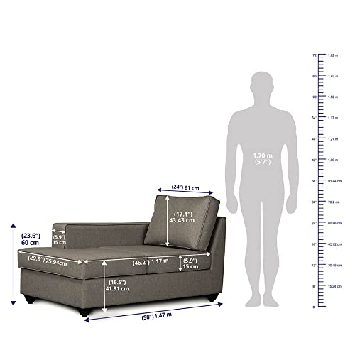 Image of Wakefit Sofa Set | 3 Year Warranty | Sofa 3 Seater, 3 Seater Sofa for Living Room, Wooden Sofa Set, 3 Seater + Right Aligned, Sofa for Living Room - Napper(Omega : Grey)