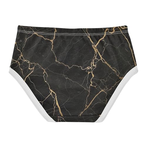 Classical Black Marble Gold Vein Panties for Girl Toddler Girls Underwear Cotton Fun Kids Undies Briefs 2t2