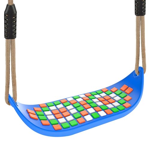 SELEWARE Balançoire d'extérieur pour enfants - Pour intérieur et adulte - Avec corde antidérapante et réglable - Antidérapante - Bleu