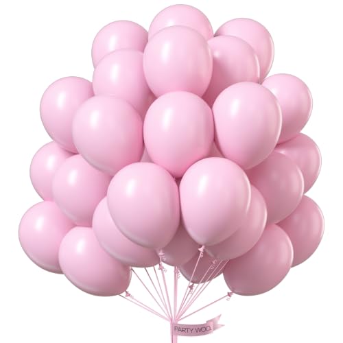 Image of PartyWoo Baby Pink Balloons 50pcs Pastel Pale Light Pink Color