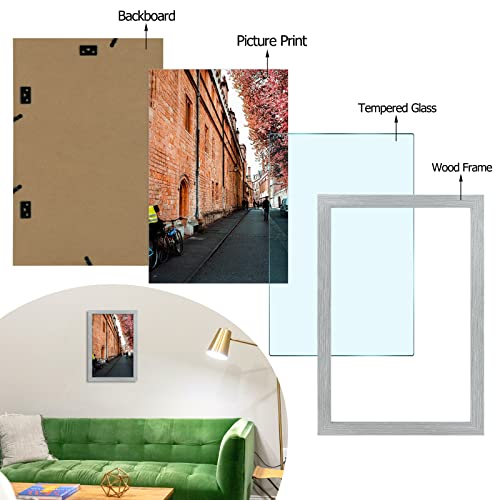 Golden State Art, 11X17 Wooden Picture Frame - Displays 11X17 Photos - Real Glass, Sawtooth Hanger, Swivel Tabs - Wall Mounting - Great For Posters, Weddings, And Engagements, Grey, 1 Pack #TOP2