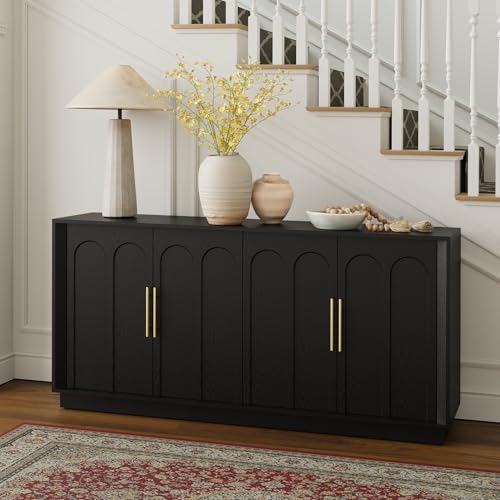 Image of FORTUNETEC Sideboard Buffet Cabinet with Storage, Modern Accent Cabinet with Arched Doors, Modular Media Console, 67 inch Large Minimalist Credenza for Living Room Kitchen Dining Room Entryway, Black